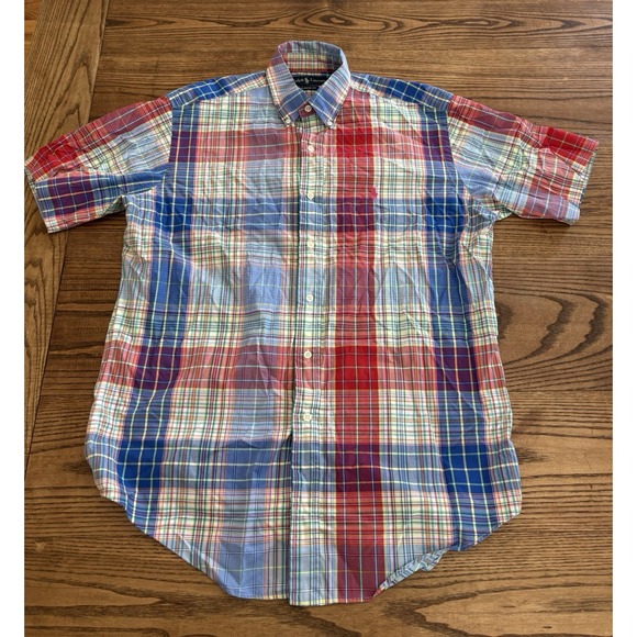 Lot Of 2 Ralph Lauren Men's Medium‎ Classic Fit Plaid Short Sleeve Button Shirts - Picture 4 of 9